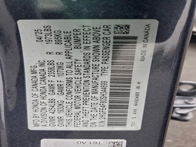Продажа на аукционе авто 2025 Honda Civic Spor, vin: 2HGFE4F80SH344699, номер лота: 95903045