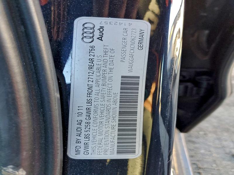 Aukcja sprzedaży 2012 Audi A6, vin: WAUGGAFCXCN062723, numer aukcji: 94775095