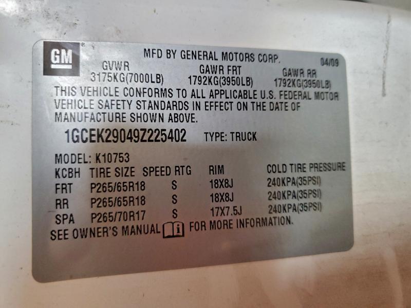 Aukcja sprzedaży 2009 Chevrolet Silverado, vin: 1GCEK29049Z225402, numer aukcji: 97978785