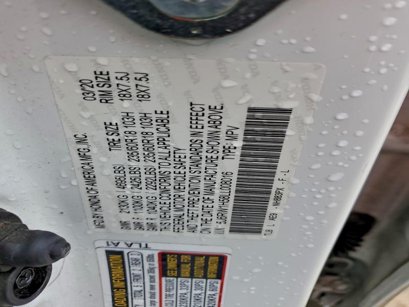 Aukcja sprzedaży 2020 Honda Cr-v, vin: 5J6RW1H58LL008016, numer aukcji: 95557295