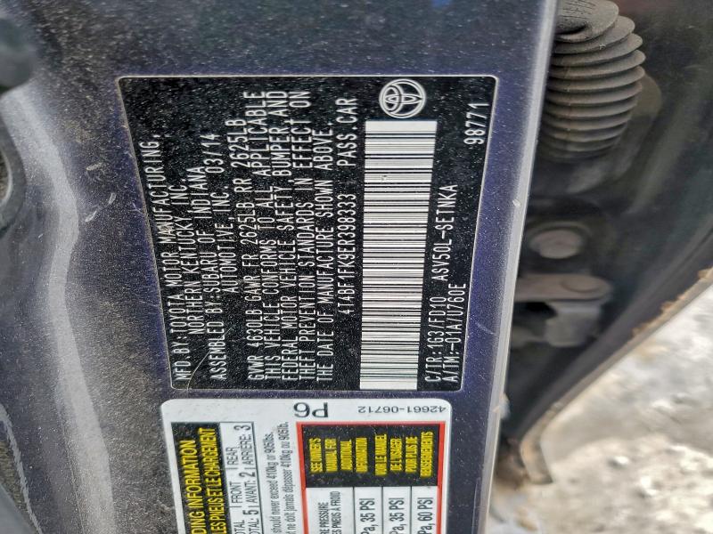 96883885 :رقم المزاد ، 4T4BF1FK9ER398333 vin ، 2014 Toyota Camry مزاد بيع