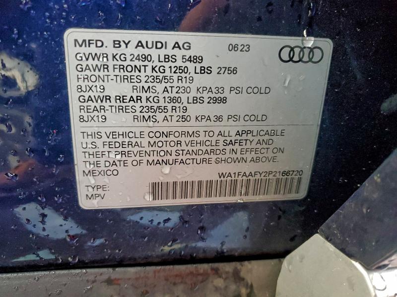 97812955 :رقم المزاد ، WA1FAAFY2P2166720 vin ، 2023 Audi Q5 مزاد بيع
