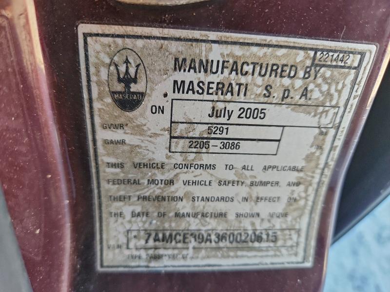 Aukcja sprzedaży 2006 Maserati Quattroporte, vin: ZAMCE39A360020615, numer aukcji: 96966005