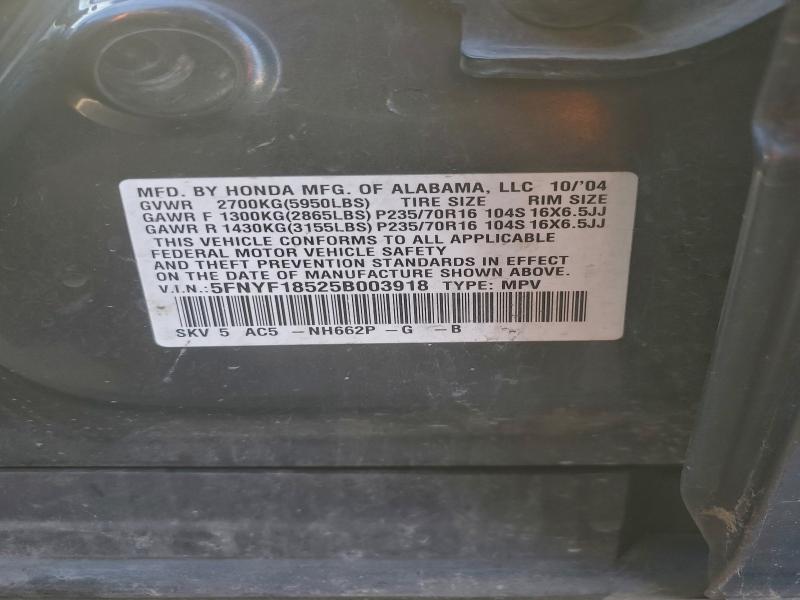 Aukcja sprzedaży 2005 Honda Pilot, vin: 5FNYF18525B003918, numer aukcji: 96249955