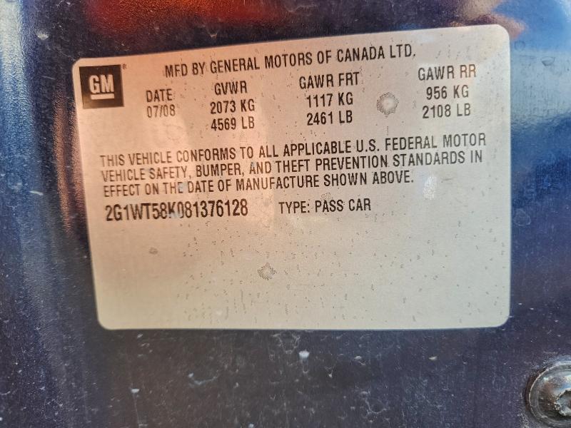 Продажа на аукционе авто 2008 Chevrolet Impala, vin: 2G1WT58K081376128, номер лота: 95865495