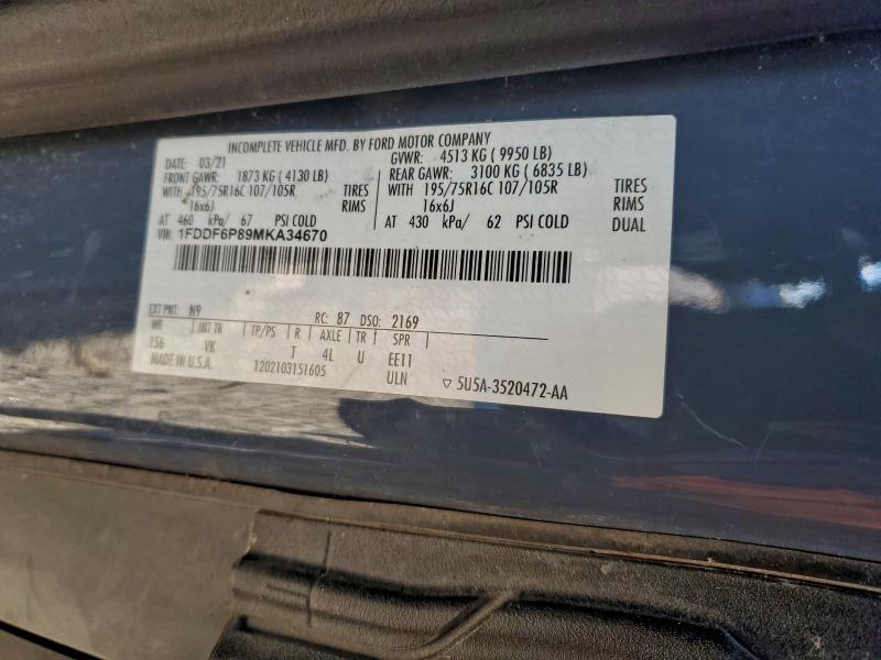 Продаж на аукціоні авто 2021 Ford Transit, vin: 1FDDF6P89MKA34670, номер лоту: 94233045