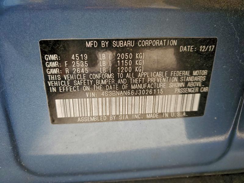 Aukcja sprzedaży 2018 Subaru Legacy, vin: 4S3BNAN66J3026115, numer aukcji: 96999425