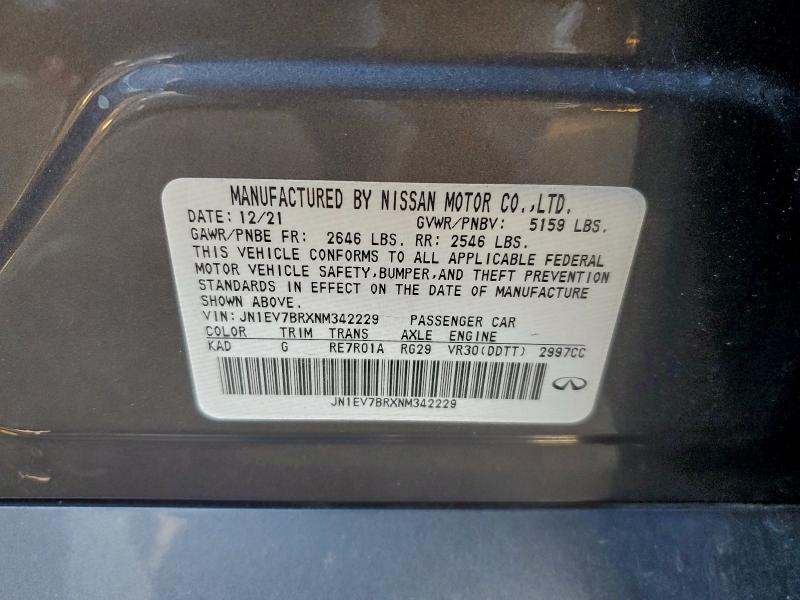 Продажа на аукционе авто 2022 Infiniti Q50, vin: JN1EV7BRXNM342229, номер лота: 97603985