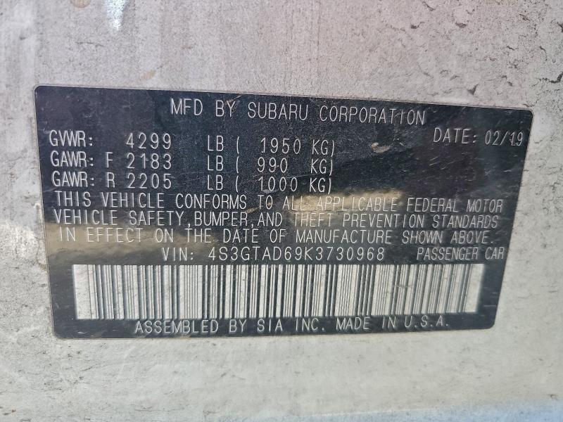 Aukcja sprzedaży 2019 Subaru Impreza, vin: 4S3GTAD69K3730968, numer aukcji: 96388505