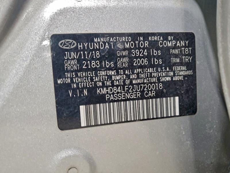 Aukcja sprzedaży 2018 Hyundai Elantra, vin: KMHD84LF2JU720018, numer aukcji: 95912995