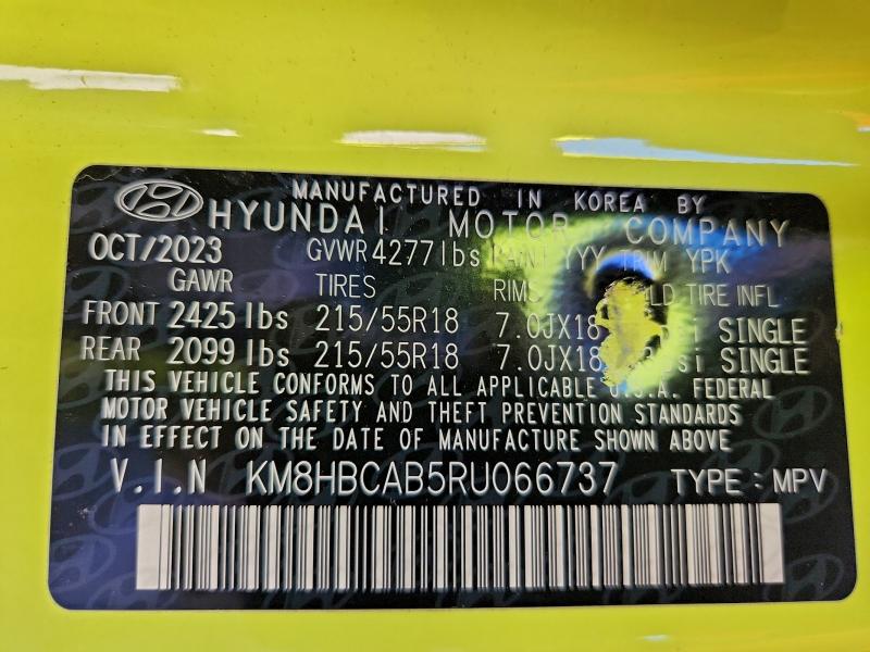 Продаж на аукціоні авто 2024 Hyundai Kona, vin: KM8HBCAB5RU066737, номер лоту: 97036015
