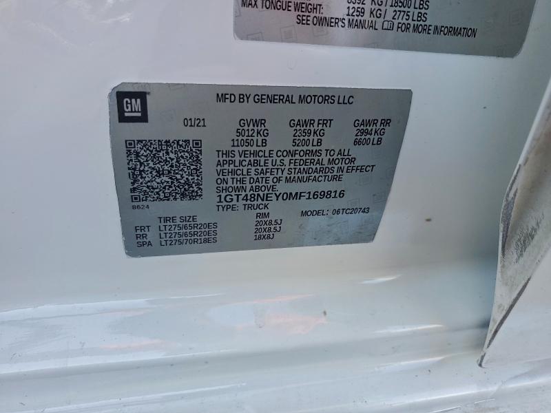 Aukcja sprzedaży 2021 Gmc Sierra C25, vin: 1GT48NEY0MF169816, numer aukcji: 95489335