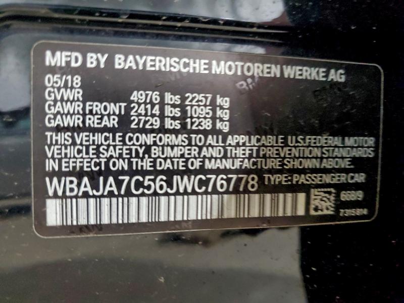 Aukcja sprzedaży 2018 Bmw 530, vin: WBAJA7C56JWC76778, numer aukcji: 94798635
