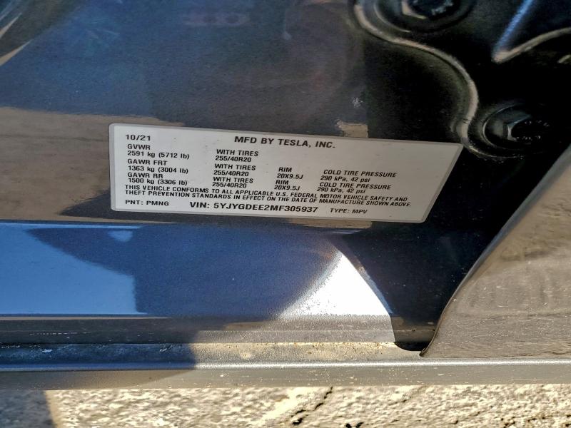 95989525 :رقم المزاد ، 5YJYGDEE2MF305937 vin ، 2021 Tesla Model Y مزاد بيع