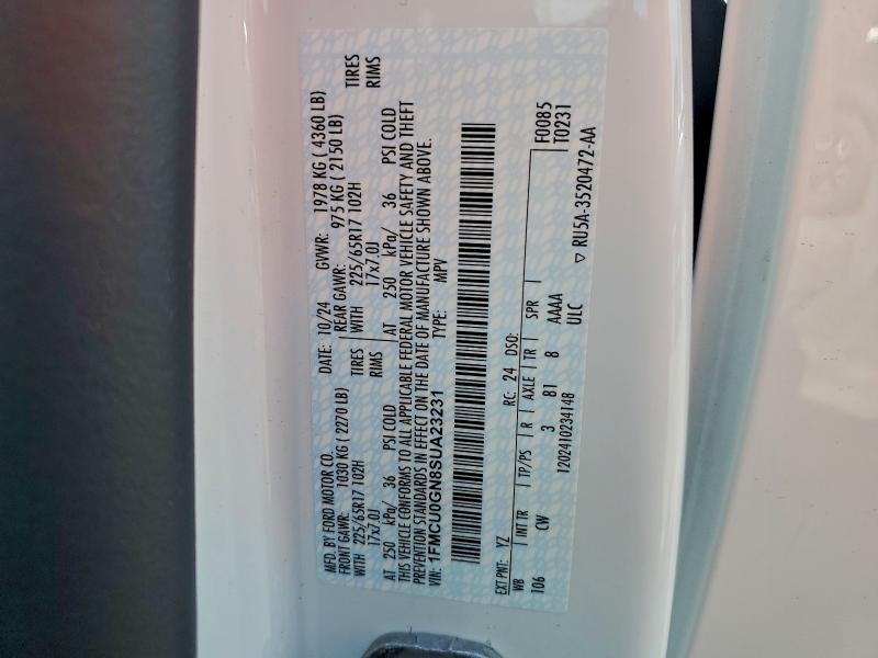 2025 Ford Escape მანქანა იყიდება აუქციონზე, vin: 1FMCU0GN8SUA23231, აუქციონის ნომერი: 50127726
