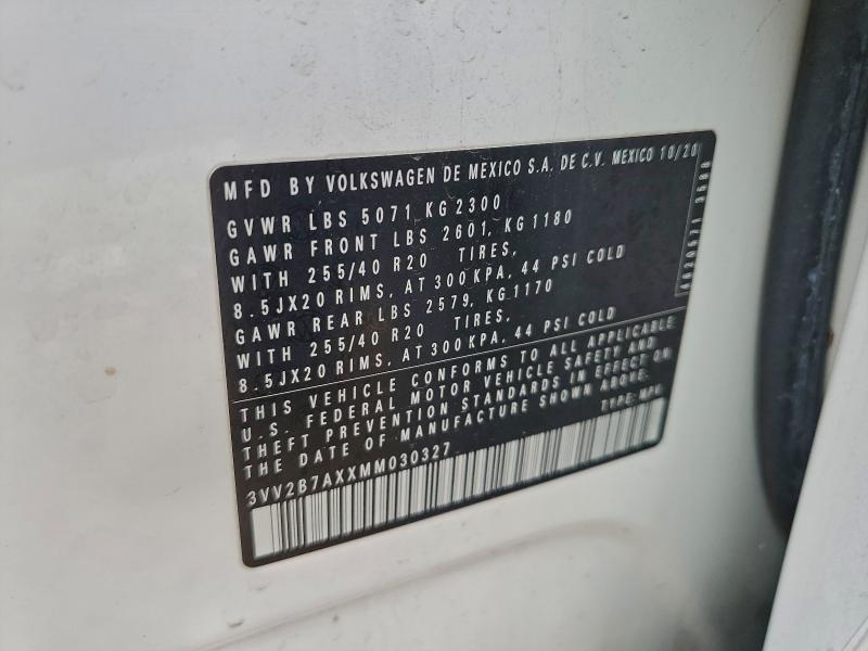 Продаж на аукціоні авто 2021 Volkswagen Tiguan, vin: 3VV2B7AXXMM030327, номер лоту: 94990065