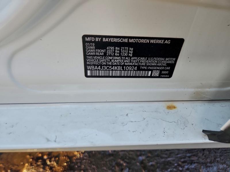 97601335 :رقم المزاد ، WBA4J3C54KBL10924 vin ، 2019 Bmw 430xi مزاد بيع