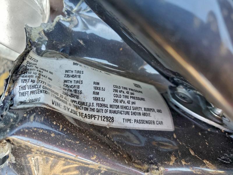 2023 Tesla Model 3 მანქანა იყიდება აუქციონზე, vin: 5YJ3E1EA9PF712928, აუქციონის ნომერი: 96357965