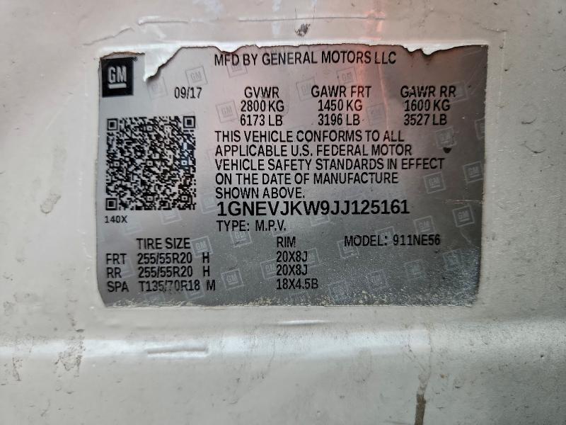 Продаж на аукціоні авто 2018 Chevrolet Traverse, vin: 1GNEVJKW9JJ125161, номер лоту: 97663975