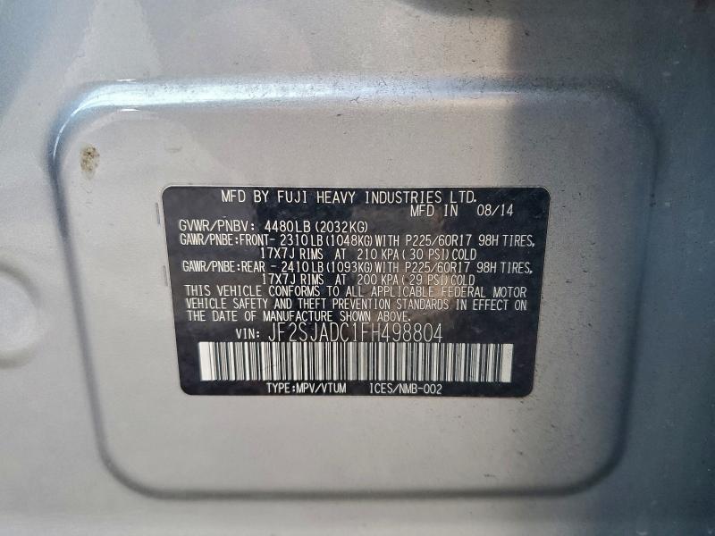 Продажа на аукционе авто 2015 Subaru Forester 2, vin: JF2SJADC1FH498804, номер лота: 95222925