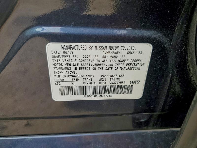 Aukcja sprzedaży 2012 Infiniti G37, vin: JN1CV6AR9CM977054, numer aukcji: 98228165