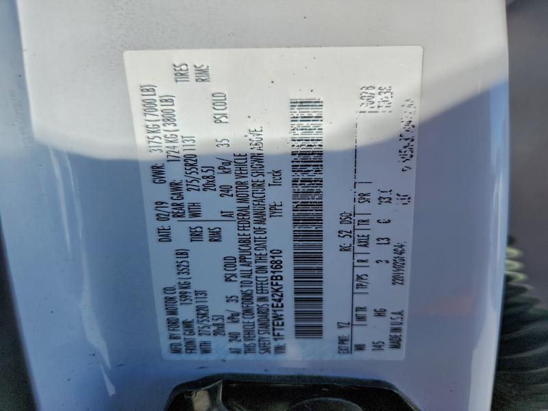 2019 Ford F150 Super მანქანა იყიდება აუქციონზე, vin: 1FTEW1E42KFB16810, აუქციონის ნომერი: 98983415