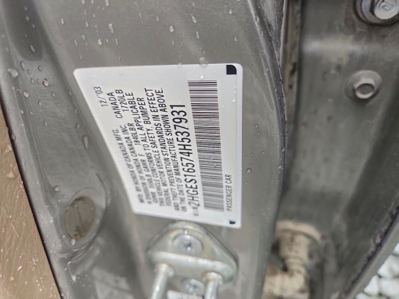 Продажа на аукционе авто 2004 Honda Civic, vin: 2HGES16574H537931, номер лота: 95172555