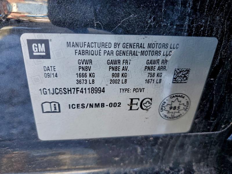 Продаж на аукціоні авто 2015 Chevrolet Sonic, vin: 1G1JC6SH7F4118994, номер лоту: 94867465