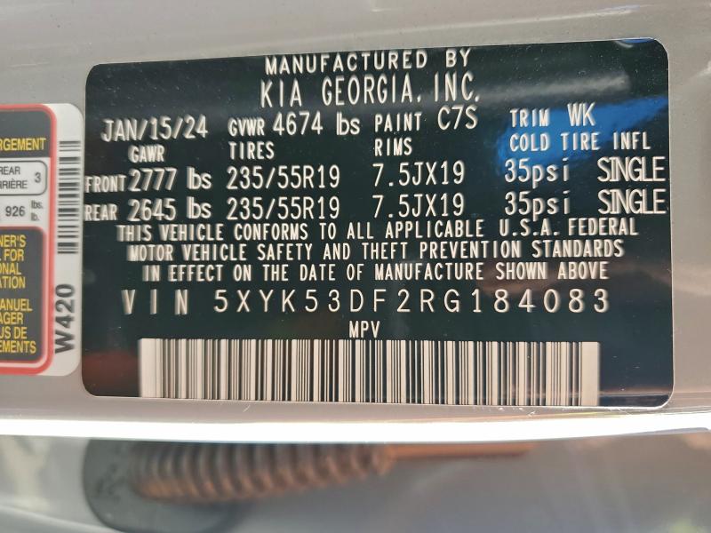 Aukcja sprzedaży 2024 Kia Sportage, vin: 5XYK53DF2RG184083, numer aukcji: 95494445
