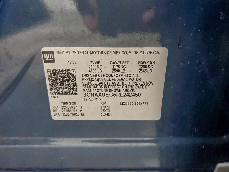 75712365 :رقم المزاد ، 3GNAXUEG5RL242450 vin ، 2024 Chevrolet Equinox Lt مزاد بيع