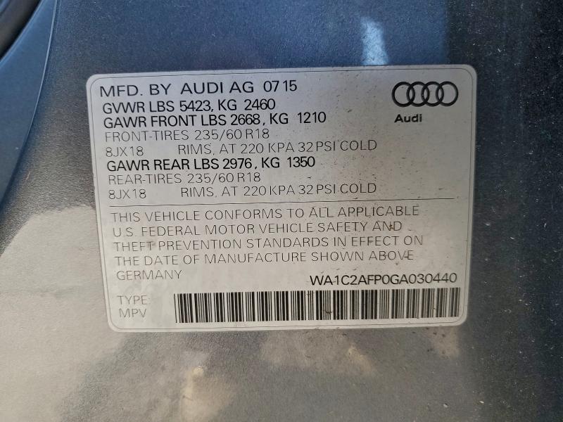 Продажа на аукционе авто 2016 Audi Q5, vin: WA1C2AFP0GA030440, номер лота: 93989405