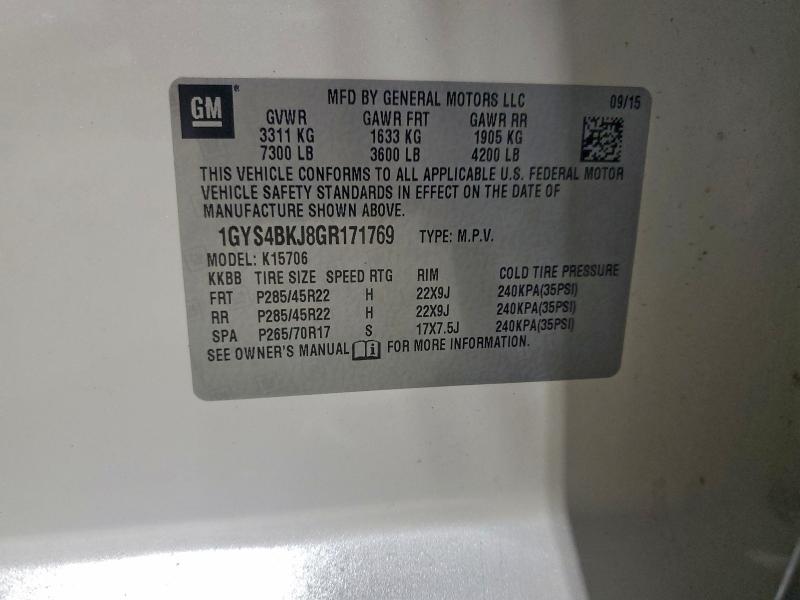 Продаж на аукціоні авто 2016 Cadillac Escalade, vin: 1GYS4BKJ8GR171769, номер лоту: 94648565