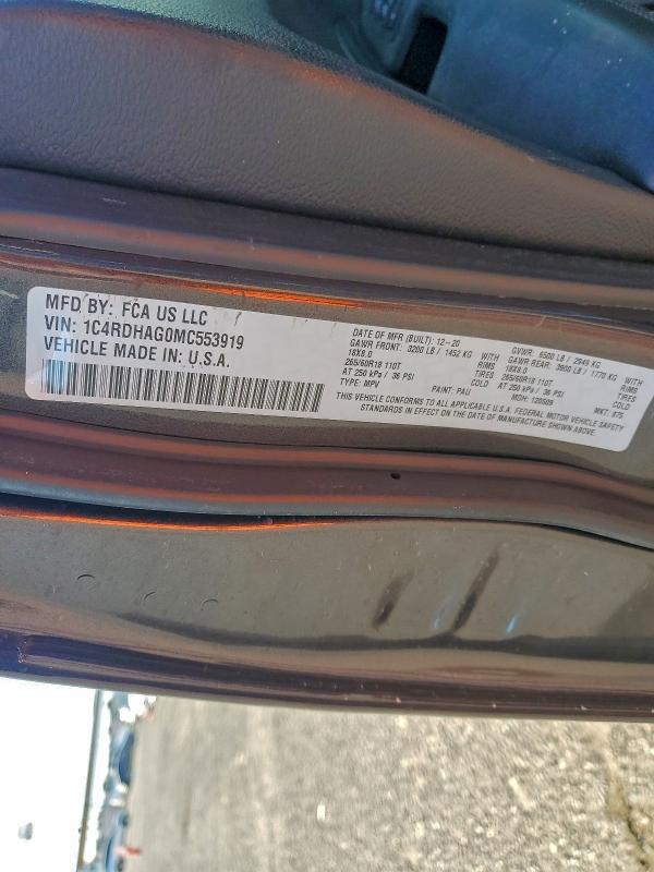 2021 Dodge Durango მანქანა იყიდება აუქციონზე, vin: 1C4RDHAG0MC553919, აუქციონის ნომერი: 96094095