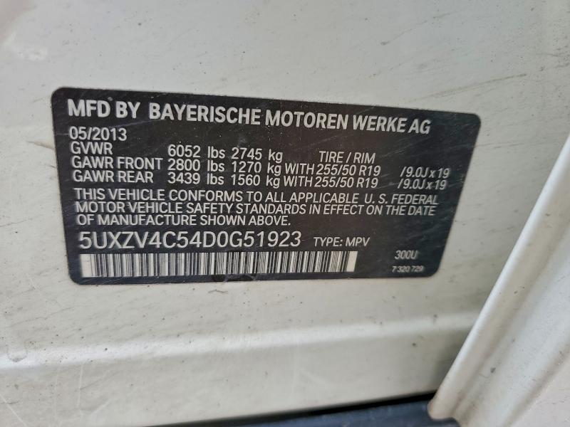 96547345 :رقم المزاد ، 5UXZV4C54D0G51923 vin ، 2013 Bmw X5 مزاد بيع
