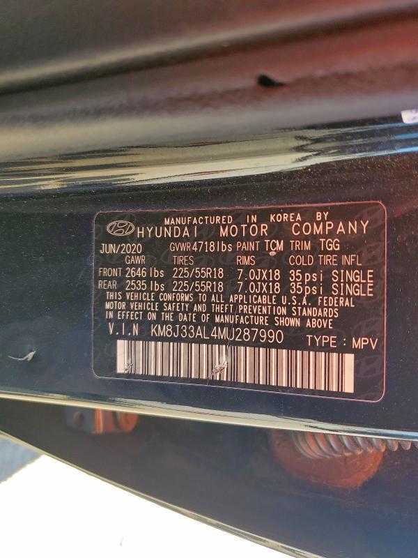 Продажа на аукционе авто 2021 Hyundai Tucson, vin: KM8J33AL4MU287990, номер лота: 97147915