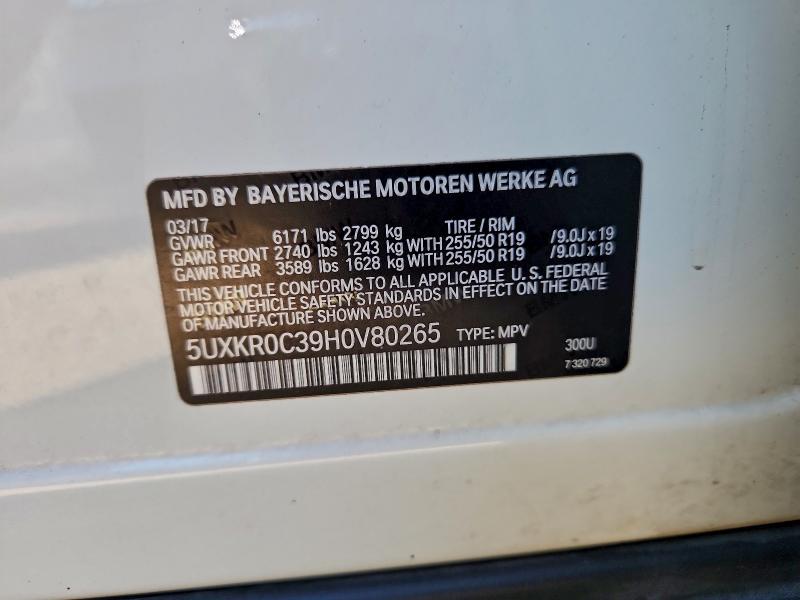 2017 Bmw X5 მანქანა იყიდება აუქციონზე, vin: 5UXKR0C39H0V80265, აუქციონის ნომერი: 95991445