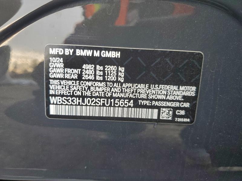 Aukcja sprzedaży 2025 Bmw M3 Competi, vin: WBS33HJ02SFU15654, numer aukcji: 95074305