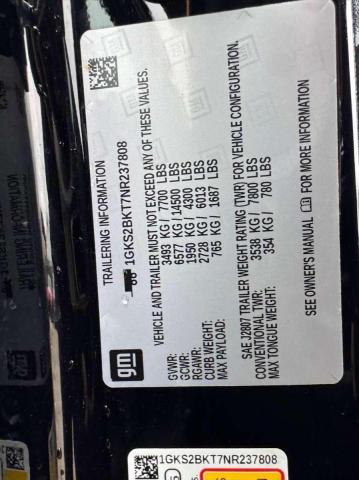 Продаж на аукціоні авто 2022 Gmc Yukon Slt, vin: 1GKS2BKT7NR237808, номер лоту: 98904545