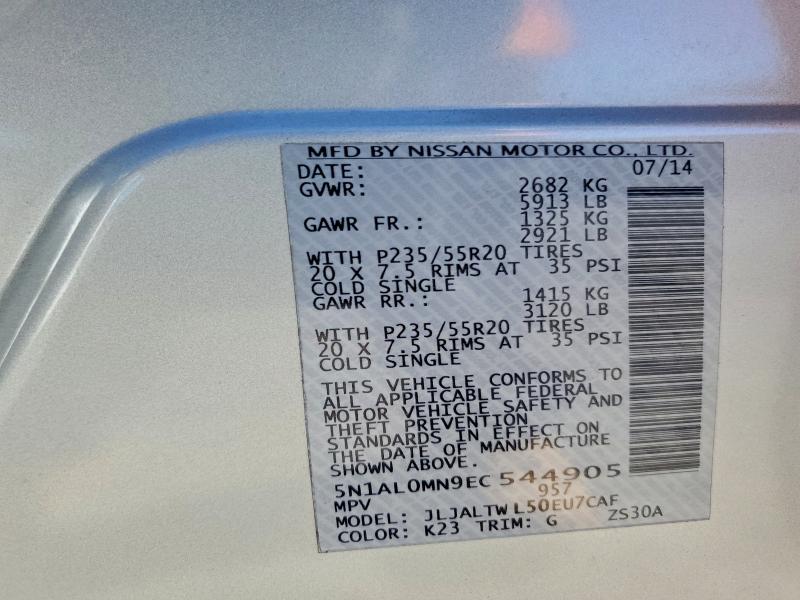 Продаж на аукціоні авто 2014 Infiniti Qx60, vin: 5N1AL0MN9EC544905, номер лоту: 97212725