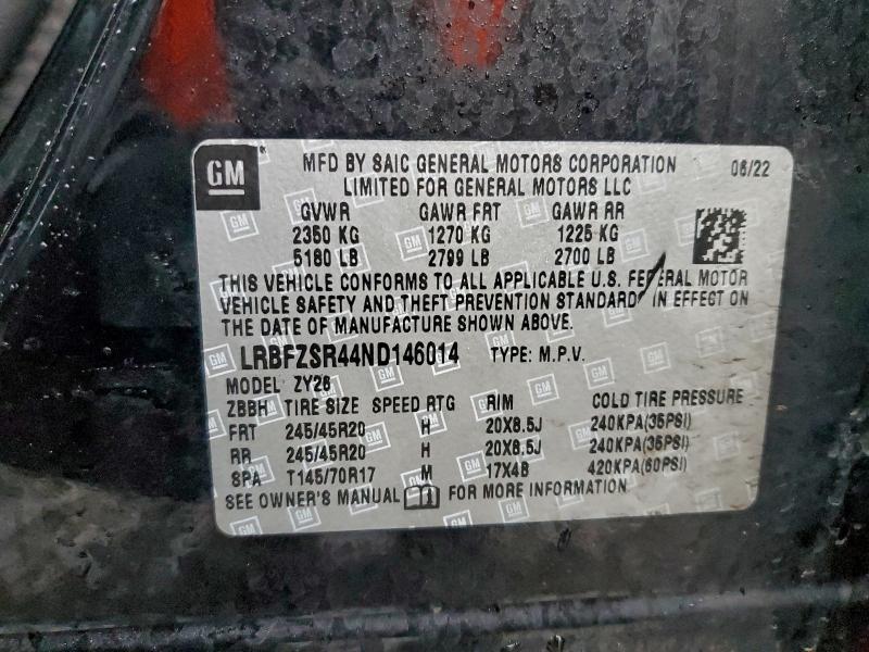Aukcja sprzedaży 2022 Buick Envision, vin: LRBFZSR44ND146014, numer aukcji: 94819615
