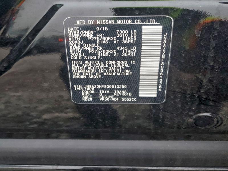 Продаж на аукціоні авто 2016 Infiniti Qx80, vin: JN8AZ2NF8G9610256, номер лоту: 94802995