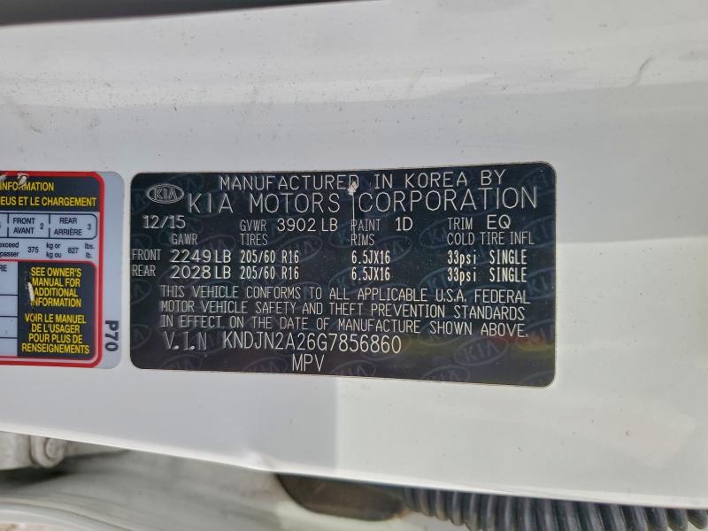 97203835 :رقم المزاد ، KNDJN2A26G7856860 vin ، 2016 Kia Soul مزاد بيع