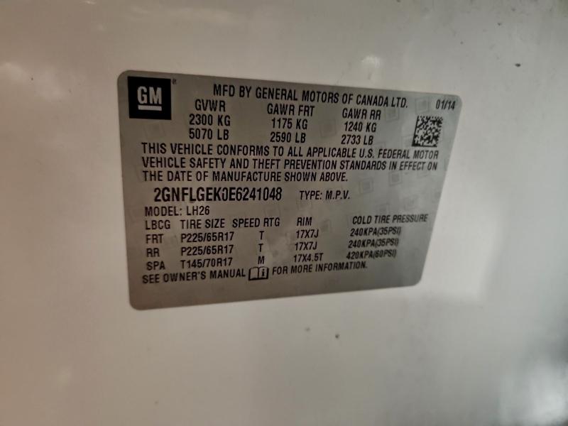 Aukcja sprzedaży 2014 Chevrolet Equinox, vin: 2GNFLGEK0E6241048, numer aukcji: 97092455