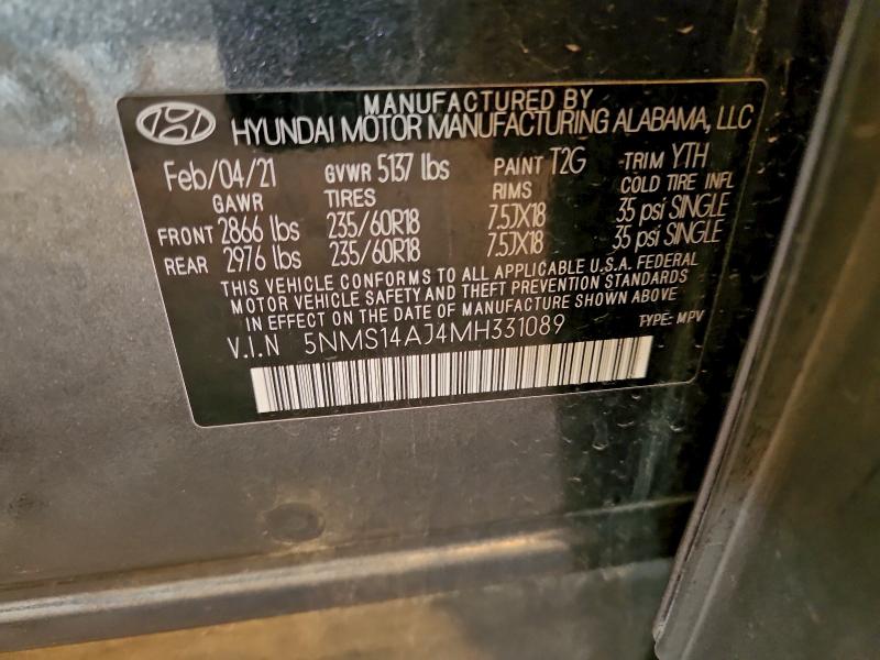 Продажа на аукционе авто 2021 Hyundai Santa Fe, vin: 5NMS14AJ4MH331089, номер лота: 97994455