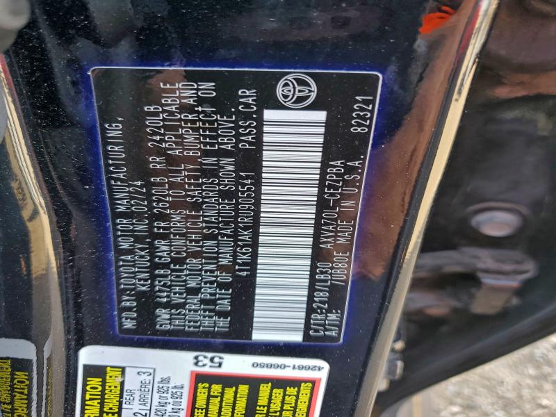 2024 Toyota Camry Xse მანქანა იყიდება აუქციონზე, vin: 4T1K61AK1RU905541, აუქციონის ნომერი: 95184815