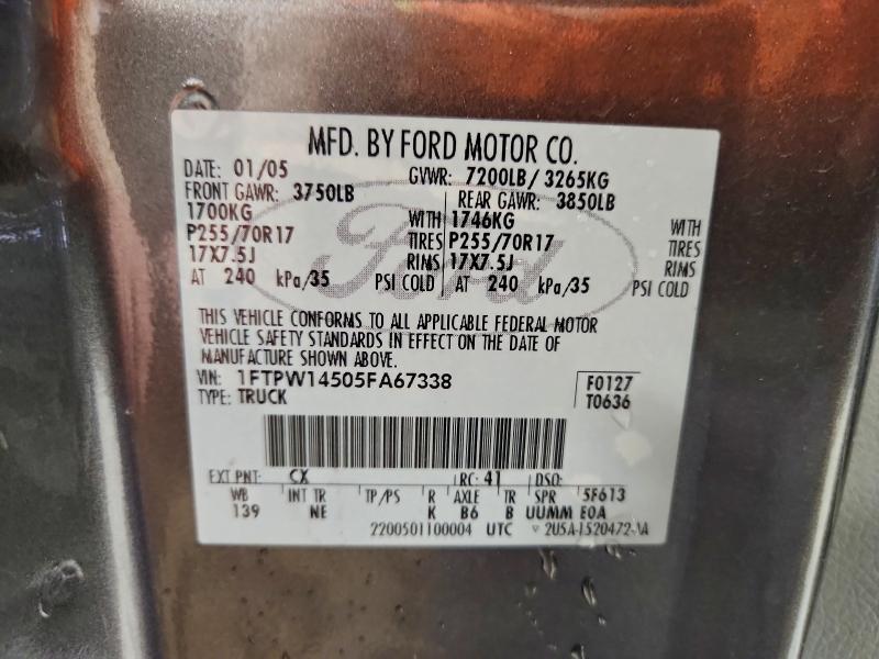 Продаж на аукціоні авто 2005 Ford F-150, vin: 1FTPW14505FA67338, номер лоту: 94980885