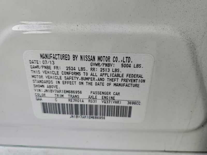 Aukcja sprzedaży 2014 Infiniti Q50, vin: JN1BV7AR1EM686956, numer aukcji: 93827805