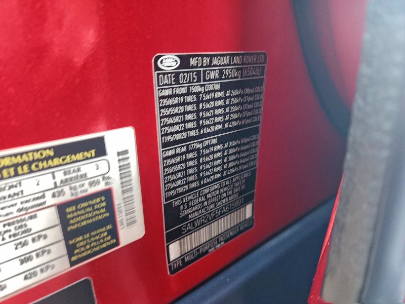 Aukcja sprzedaży 2015 Land Rover Range Rove, vin: SALWR2VF5FA615891, numer aukcji: 96784035