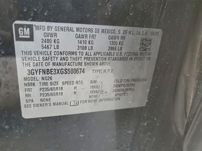 2016 Cadillac Srx მანქანა იყიდება აუქციონზე, vin: 3GYFNBE3XGS500674, აუქციონის ნომერი: 96154995