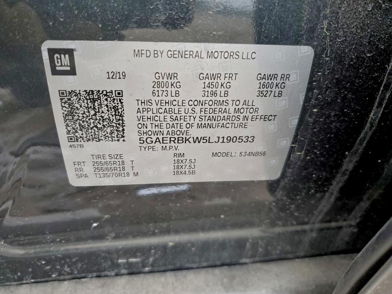 Продажа на аукционе авто 2020 Buick Enclave, vin: 5GAERBKW5LJ190533, номер лота: 96474025